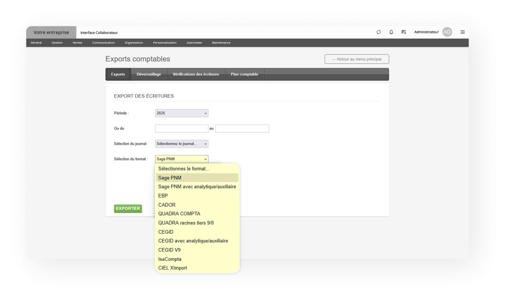 Exporter vos journaux comptables avec notre ERP Comptabilité