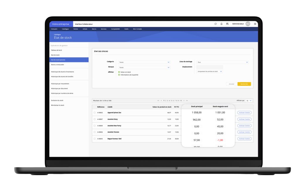 ERP de gestion de stock avec gestion multi-sites